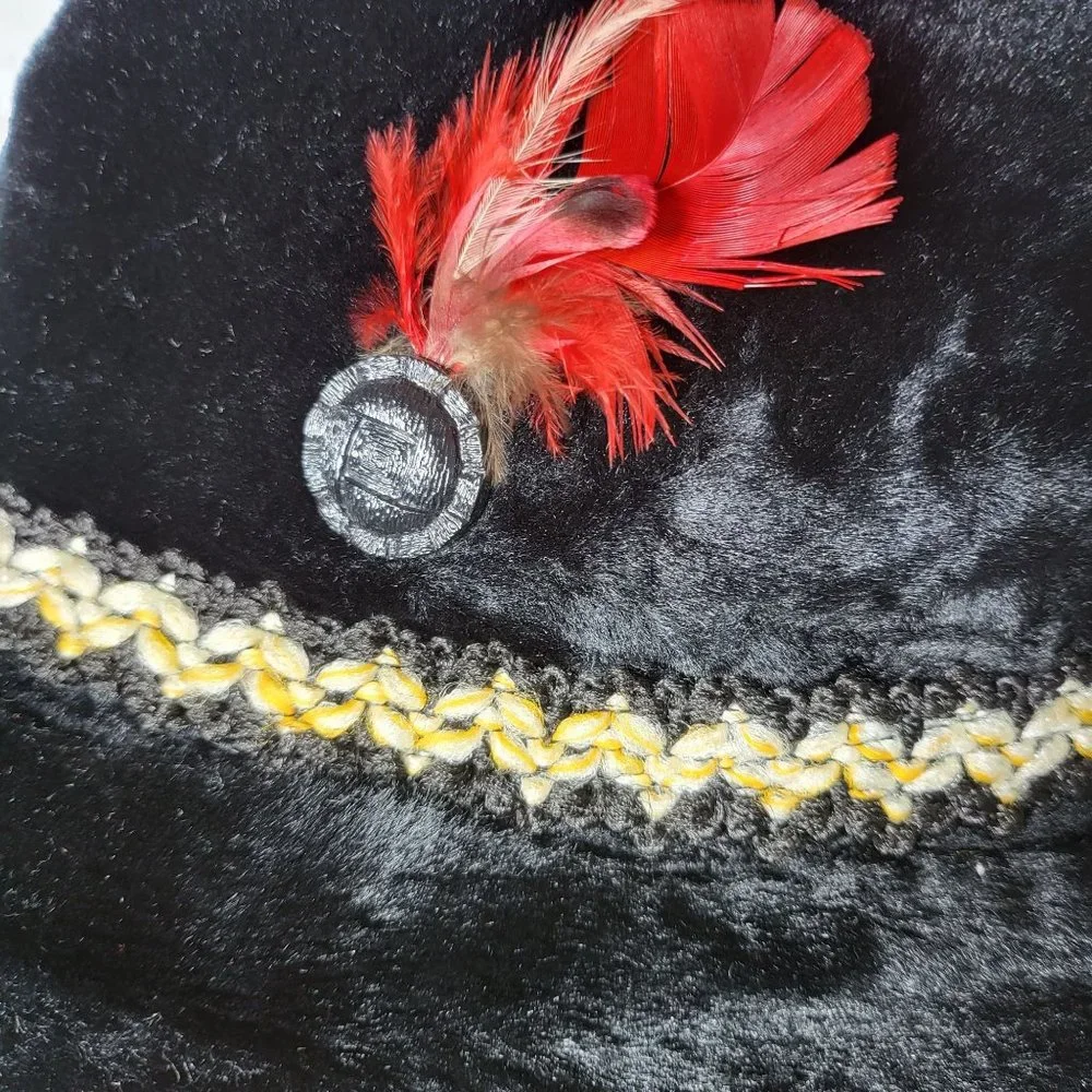 Vintage Trav'ler Country Gentleman Faux Fur Hat Medium‎ Union Made Red Feather - Picture 4 of 7
